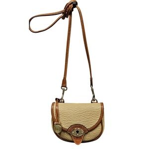 Vintage Dooney & Bourke All Weather Leather Cavalry Mini Crossbody Belt Bag Tan